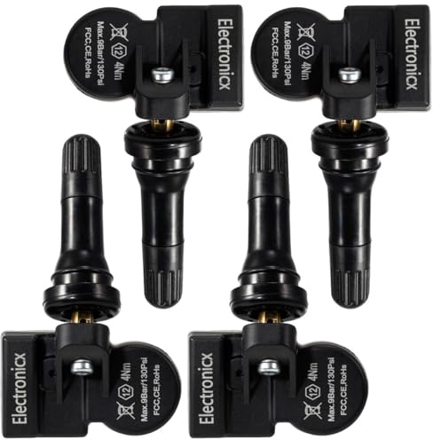 Electronicx 4X RDKS Sensor für Toyota Proace II 2016 vorprogrammiert 433MHz TPMS Reifendrucksensor Gummiventil Schwarz 4er Set Ersatz für Alufelgen und Stahlfelgen