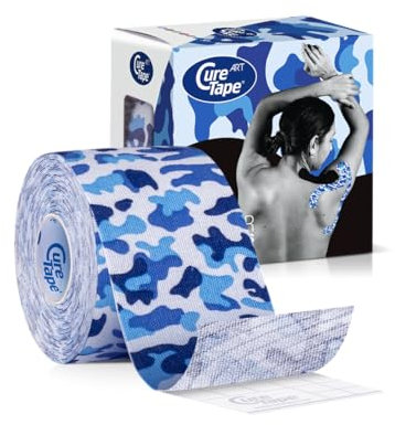 CureTape® Kinesiotapes | Wasserfestes & Elastisches Kinesiologie Tape | Hautfreundliche Kinesiotape | Latexfrei & Hypoallergen | Sporttape für Verletzungen & Beschwerden | 5cm x 5m | Army Blue