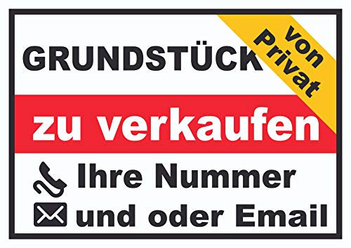 HB-Druck Grundstück Verkaufsschild von Privat Schild A4 (210x297mm)