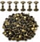 100pcs Double Cap Leather Rivets - Tubular Metal Studs, Round & Flat Rivets - Antique Bronze & Copper - Double Sided Snap Button Fastener for DIY Leather Craft, Clothes, Bag & Shoes Decoration