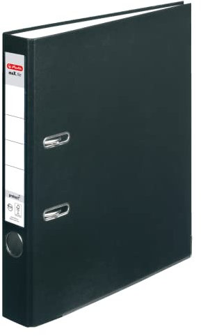 Herlitz Ordner maX.file protect A4 8cm PP-Kunststoffbezug/Papier hellgr.besch. (schwarz, 5cm | 5er Pack)