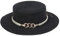 VPbao Panama Elégant Femme Chapeau Melon en Paille Anti Soleil avec Boucle Mariage Cérémonie Soirée Noir