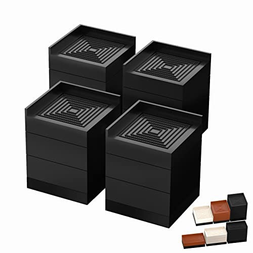 Tclouda Möbelerhöhungen, Bett/Sofa/Schreibtisch/Tisch/Stuhlbein/Kühlschrank hebt sich auf 3.8 cm, 7.6 cm und 10.2 cm, 10.2 cm, schwarz-quadratisch