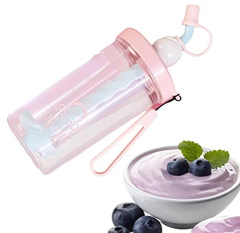 Ximan Tazza di agitazione,Bicchiere d'acqua a prova di perdite da 460 ml con cannuccia e coperchio | Tazza di agitazione, tazza di cannuccia di grande capacità, tazza portatile Tazza di proteine