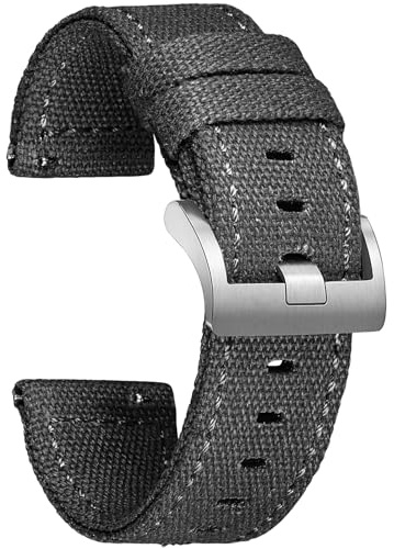 hemsut h Correa de reloj de liberación rápida de lona de 18 mm, 20 mm, 22 mm, 24 mm, correas de repuesto para hombres y mujeres