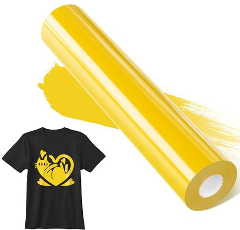 JAVIGA Plotterfolie Textil-30,5cm x 3m Gelb Flexfolie Plotterfolie Vinyl für PlotterMaschine, Bügelfolie für Textilien, DIY T-Shirts & Stoffe, Plotter Zubehör Textilfolie Plotter Eine Rolle