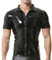 QiaTi Herren Kunstleder Polo Shirts Herren Kurzarm Tops mit Reißverschluss Muscle Fit Collared Shirts für Casual Workout Shirts