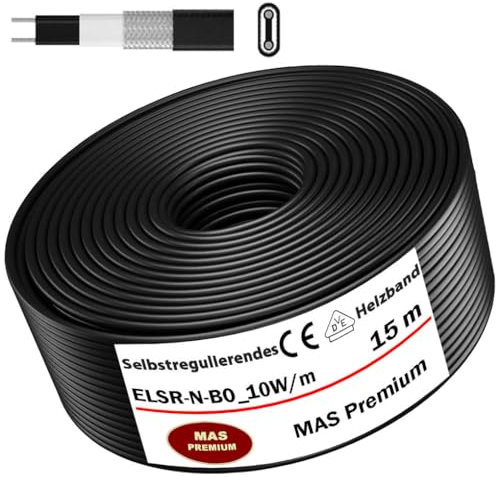 Heizkabel Selbstregulierendes Heizband ELTHERM ELSR-N-BO 10W/M AT 5–100m Rohrheizung Begleitheizung Wasserleitung Dachrinnenheizung Frostschutzkabel 10°- 80°C (15m)