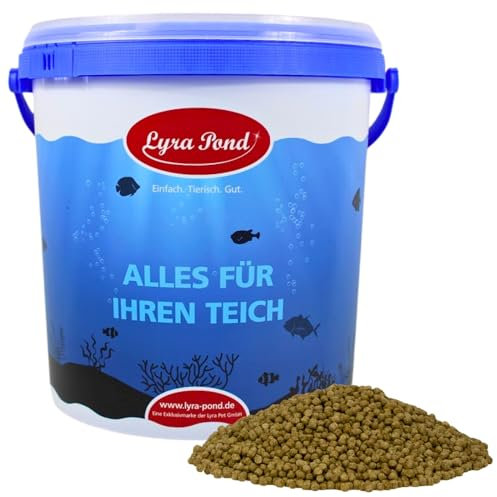 Lyra Pond® 10 L Pond Koi Beauty Pellets Staple im Eimer | Kräftigt die Farben der Teichfische | Proteinreiches Fischfutter | Teichfutter mit Insektenmehl & Spirulina | Geringer Energiegehalt