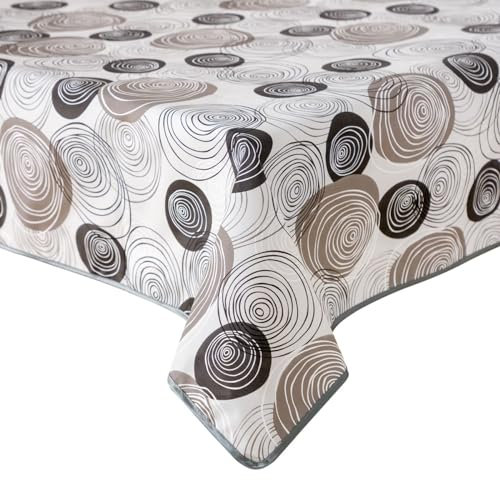 texpot Wachstuch 130 x 160 cm mit Kringel abwaschbar mit Saum Polyester Gartentischdecke