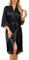 Sopesil Women's Satin Dressing Gowns Lightweight Ladies Kimono Morning Robes for Women Bridal Lace Soft Sleepwear Loungewear, Black, L