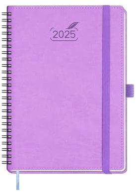 BEZEND Kalender 2025 Buchkalender A5 Ringbuch 1 Woche 2 Seiten | Terminplaner 2025 Wochenplaner mit 100 g/m² Papier & Monats-Register | Planer & Terminkalender mit PU-Leder Softcover - Lavendel