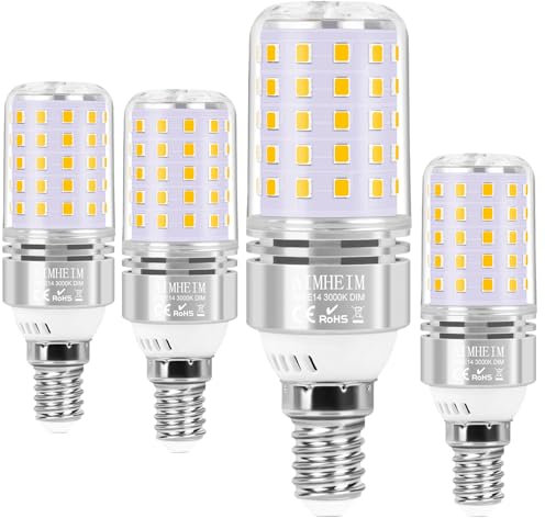 AIMHEM 4 Pezzi Lampadina LED E14 Dimmerabile 3000K Luce Bianca Calda, 8W Lampada E14 LED Equivalente 80W Lampada Alogena, Nessun Sfarfallio Risparmio Energetico Lampadine Attacco Piccolo E14