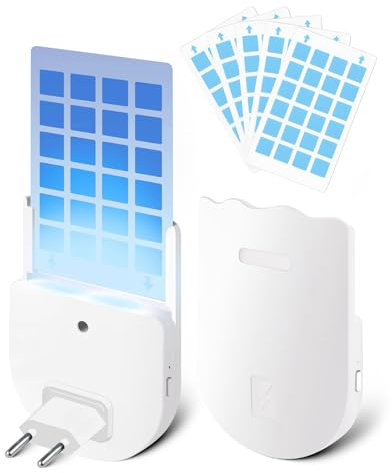 maxtachi Elektrische Fliegenfalle,Mückenlampe Mit Lichtfalle Macht Keinen Lärm und 5 Sticker Obstfliegenfalle,für Küche und Innenraum