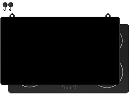 KitchyMist Herdabdeckplatte Schwarz Uni - 90x52 cm - Kochfeld Abdeckung - Induktionsschutz - Küchen-Spritzschutz