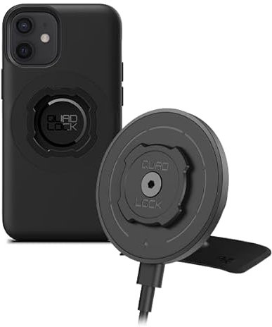 QUAD LOCK Adhesivo para salpicadero/guantera Soporte para teléfono de Coche con Cabezal de Carga Inalámbrica mag V2 y Funda mag para iPhone 12 Mini