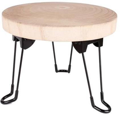 Mojawo Blumenhocker Pflanzenhocker Blumentopfständer Beistelltisch Ständer Holz Klappfüßen aus Stahl Ø23xH18cm