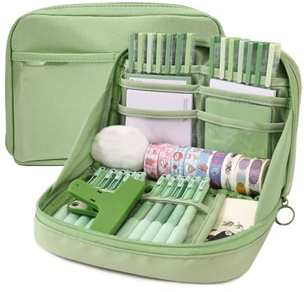 Lucxhcky Federmäppchen mit großem Fassungsvermögen, Organizer, grün, Einheitsgröße