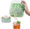 Press Type Ice Cube Tray with lid and Ice Cube Bin, Easy Release All Ice Cubes, 20pcs Ice Cube Mould for Cocktail, Coffee, Quick Filling Without Touching (Green)