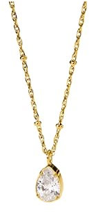 Purelei® Elegante Vintage-Halskette – Goldene Edelstahlkette mit weißem Zirkonia-Tropfen, 50/55 cm, verstellbar (Gold)