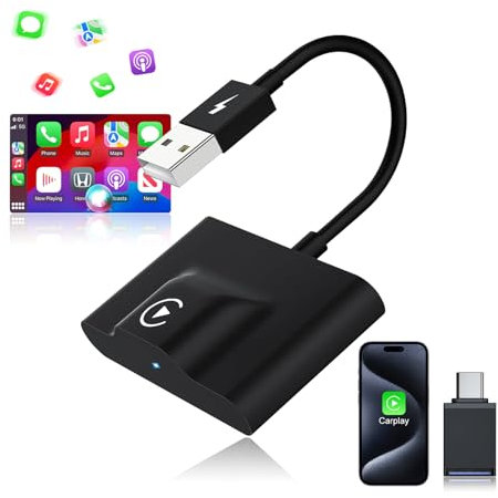 Wireless CarPlay Adapter, 2025 Upgrade Plug & Play CarPlay Wireless adapter Convert Wired to Wireless CarPlay- Fast Auto Connect - Compatible with iPhone iOS 10+ & Cars with Wired CarPlay from 2016