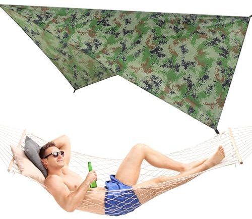 Lona de camping impermeable – Hamaca de lluvia, refugio solar al aire libre | Lona de lona de camping resistente al desgarro, cubierta de huella de tienda de campaña, lluvia para viajes de senderismo