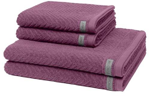 Ross - 4 teiliges Frottier-Set - Smart (2 X Handtuch 2 X Duschtuch im Set) - 520 g/m2 - Baumwolle - Frottee - saugstark - weich und flauschig - Beere