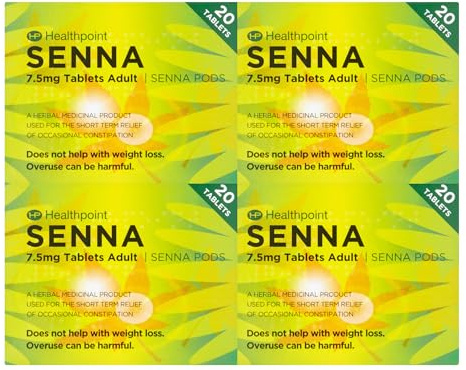 4X Senna Constipation Relief Tablets 7.5mg Adult – 4 Pack Gentle Natural Laxative for Digestive Wellness, Regular Bowel Support, Includes Stool Chart & Relief Guide