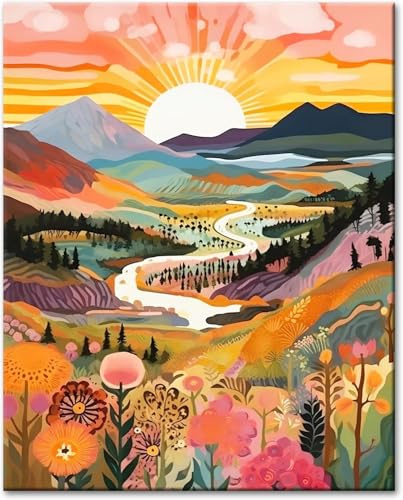 NANASUGUR Kits de Peinture par Numéros pour Adultes DIY Peinture à l'huile Acrylique Enfants Débutants Facile sur Toile sans Cadre Peinture Numero avec Peintures et Pinceaux