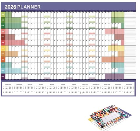 Wandkalender 2026 Groß, Jahreskalender 2026 Mit Aufkleber, Plakatkalender Papier Whiteboard Kalender Für Wand, 74.2×52.5cm
