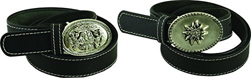 Fuente Trachten Ledergürtel Herren, Trachten Ledergürtel Damen- Trachtengürtel Vollledergürtel Rindledergürtel Schwarz Herren Damen ( 75cm, Schwarz)