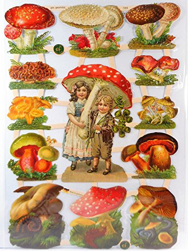 Glanzbilder Kinder Pilz EF 7355 Oblaten Posiebilder Scrapbook Deko GWI 305