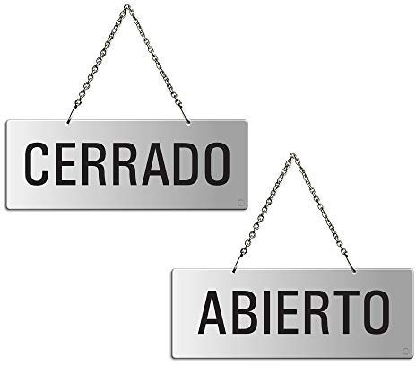 Placa Aluminio | Cartel para Colgar Abierto - Cerrado | 175x65 mm No.31209-E