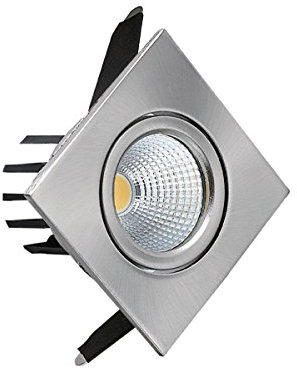 3w COB LED Einbauleuchte Spot Einbaustrahler Einbauspot Deckenleuchte Deckenlampe Eckig Chrom Rahmen 62x62mm schwenkbar inkl. Trafo Warmweiss