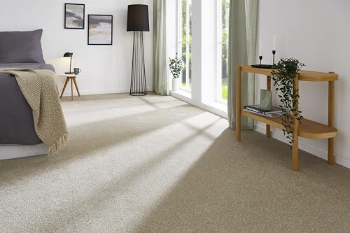 andiamo Teppichboden Izmir für Wohnzimmer und Kinderzimmer - Teppichboden Meterware zum Verlegen - Teppichbelag mit hoher Trittschalldämmung - weicher Teppichboden 400 x 550 cm Beige