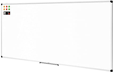 Amazon Basics Magnetisches Whiteboard mit Stiftablage und Aluminiumleisten, trocken abwischbar, 240 cm x 120 cm (B x H), Weiß