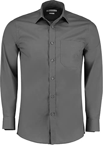 Kustom Kit Poplin Formal Shirt, Long Sleeve, Cutaway Collar, Graphite, 14.5in