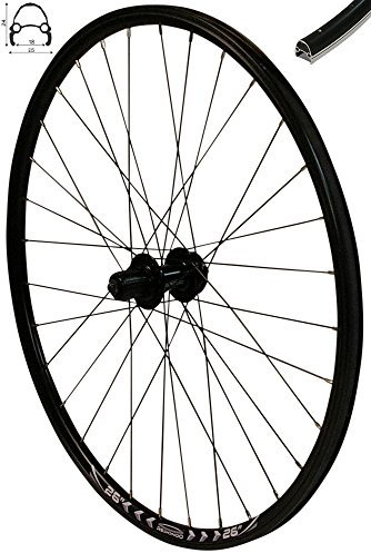 Redondo 26 Zoll Hinterrad Laufrad Fahrrad V-Profil Felge Schwarz 6-Loch Disc