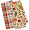 DII Fall Basics Kitchen Kollektion Bedrucktes & Plaid Herbst Geschirrtuch-Set, Baumwolle, Kürbisgewürz, 18x28, 2