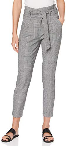 Vero Moda Femme Vmeva Hr Loose Paperbag Check Noos Pantalon, Gris, L EU