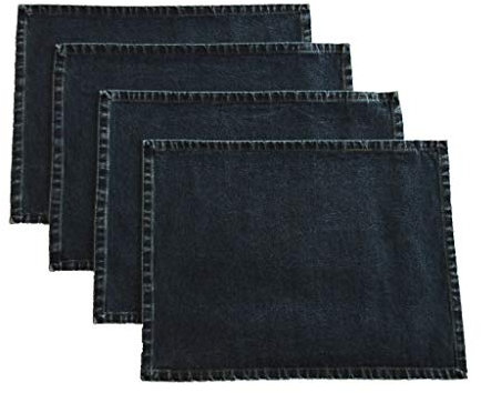 Lemos Home Tischsets 4 Stück Jeans Denim Baumwolle 46x36 cm Blau Platzset Premium Qualität …