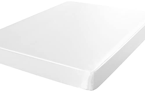 sourcing map Satin Spannbetttuch Bettlaken Fadenzahl 400 Matratzenhöhe 20-35cm Weiß 180-200x200cm+30cm