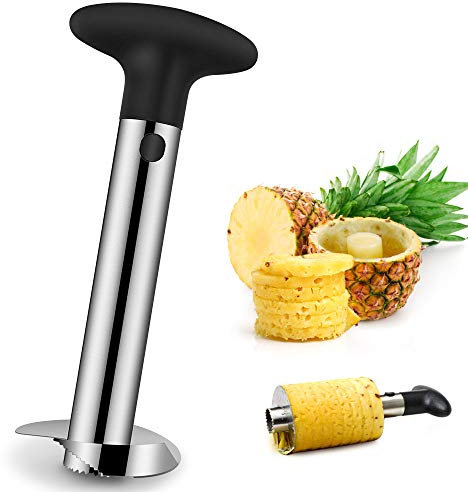 CHUER Ananasschneider, Obst Schneider Edelstahl, spülmaschinengeeignet, Ananasschäler schneidet Ringe und löst das Fruchtfleisch komplett aus der Frucht