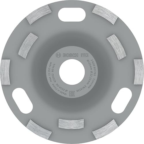 Bosch 1x PRO Concrete Speed Diamantschleifköpfe für 22,23‑mm-Bohrung und Betonschleifer (für Beton, Ø 125 mm, Professional Zubehör Betonschleifer)