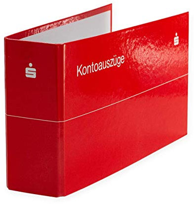 5 x Kontoauszugsordner, Bankordner, Ordner für Kontoauszüge rot mit Sparkassen Logo weiß, DIN lang