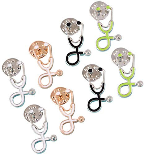 VALICLUD 8Pcs Arzt Stethoskop Brosche Pin Legierung Revers Pin Schul Student Hut Micro Kappe Top Revers Abzeichen Breastpin Zubehör