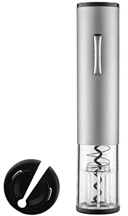 SMSOM Abridor de Vino eléctrico, abrelatas automáticos del sacacorchos de la Botella de Vino eléctrico con Cortador de lámina, Apagado, Rojo (Color : Silver)