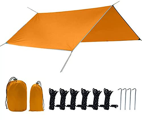 BOOLSFMAM 3x3m wasserdichte Zeltplane, Regenschutz Sonnenschutz für Ourdoor Camping, Tarp für Hängematte, Picknickdecke, Protective Cover Hängematten Zelt