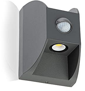 HUBER LED Wandlampe mit Bewegungsmelder 140° 20W, 2050lm I IP65 geschützte LED Außenleuchte mit Bewegungssensor I Wandleuchte innen, anthrazit