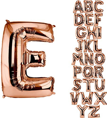 DekoRex Folienballon Rosegold 100cm Luftballon Geburtstag Hochzeit Deko (Buchstabe E)
